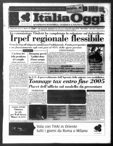 Italia oggi : quotidiano di economia finanza e politica